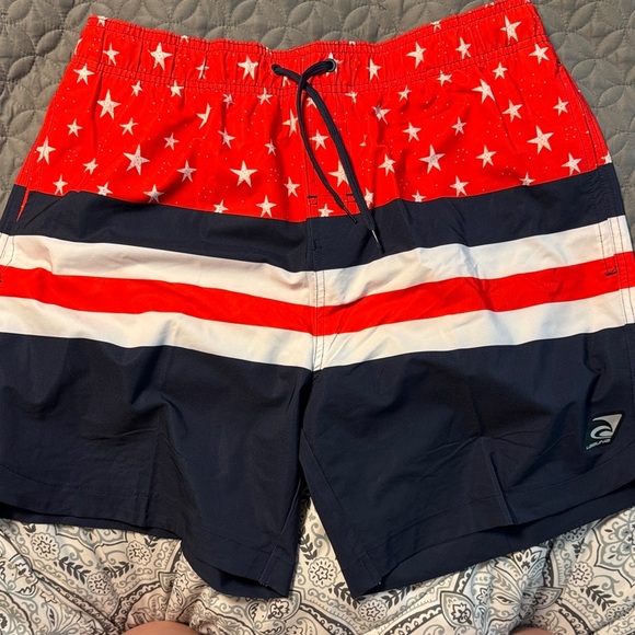 Laguna B Starry Red and Navy Swim Shorts - Picture 1 of 3